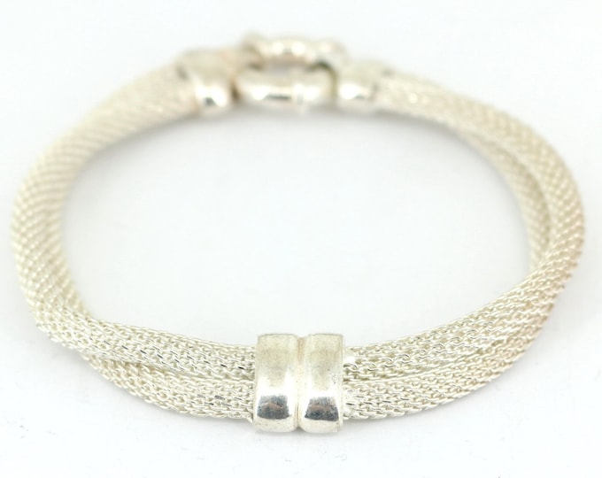 Vintage Mesh Twisted Design Link Bracelet 925 Sterling BR 3758