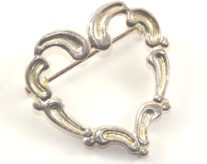 Vintage PD Premium Design Heart Shape Scroll Design Pin/Brooch 925 Sterling BB 590