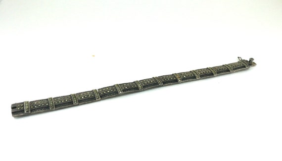 Vintage 6.75 In Marcasite Link Bracelet 925 Sterl… - image 4