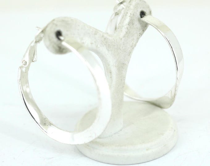 Vintage Gorgeous Signed Lath Hoop Earrings Sterling 925 ER 232