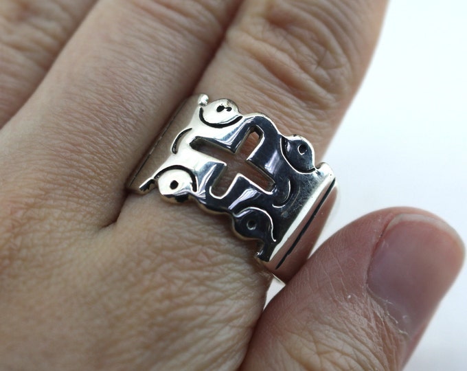 Size 10 Cross Ring 925 Sterling RG 839