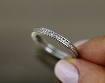 Size 8 Micro Pave Thin Dainty Eternity Infinity Design Band Ring 925 Sterling RG 2055