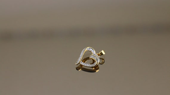 Vintage Small Twisted Two Tone Heart Shape Gold P… - image 3