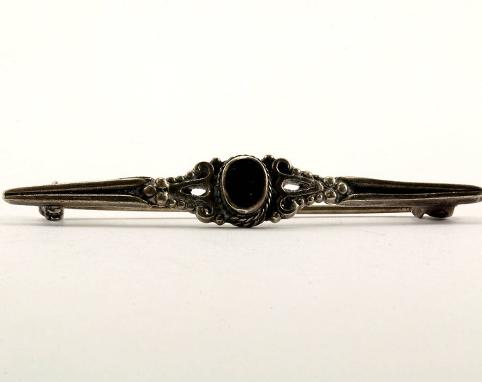 Vintage Onyx Design  Pin/Brooch 935 Sterling BB 346-E