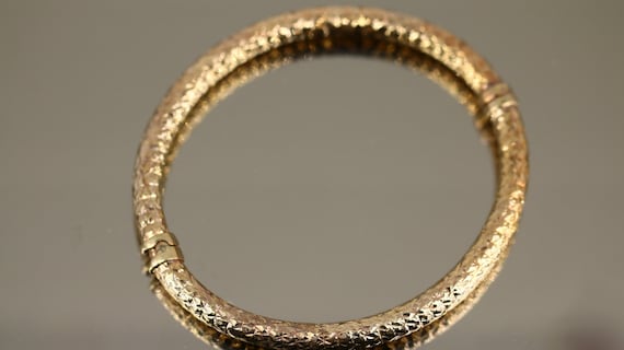 Vintage Italy Rose Gold Plate Diamond Cut Snake T… - image 6