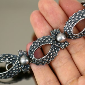 Vintage Antique Scroll Handmade Floral Design Link Bracelet 925 Sterling BR 1958