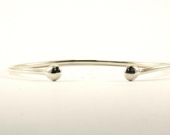 Vintage Beaded Ends Cuff Bracelet Sterling Br 2679(123759779501)