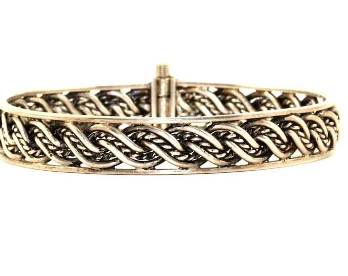 Vintage Bracelet | Braided Woven Style Bangle Bracelet | Sterling 925 Silver Bracelet Br 566
