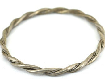 Vintage 8 In Southwest Twisted Wire Bangle Bracelet Sterling Silver BR 103