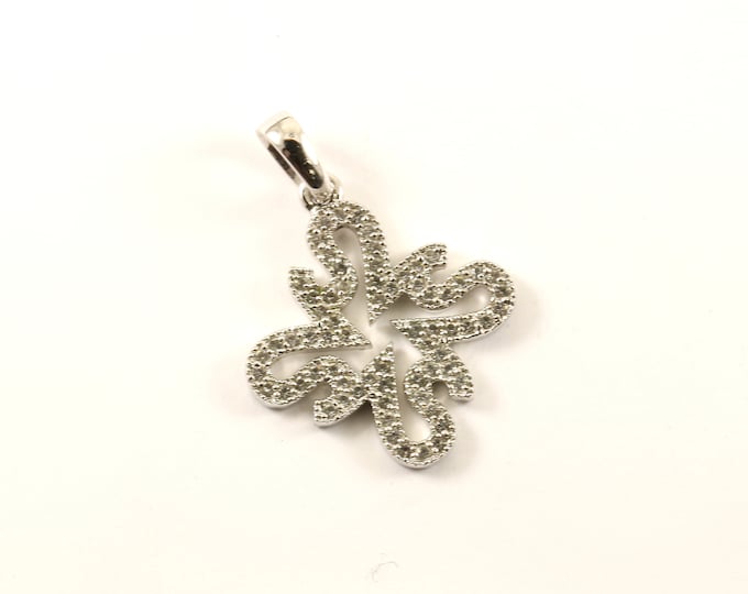 Vintage Abstract Free Form Sparkling Crystals CZ Design Pendant 925 Sterling  PD 2203