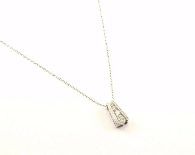 Vintage 18 Inch Three Crystal Cz Necklace 925 Sterling Nc 1319