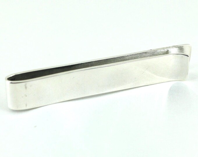 Vintage  Men's  Classic Bar Tie Clip 925 Sterling Silver OT 91