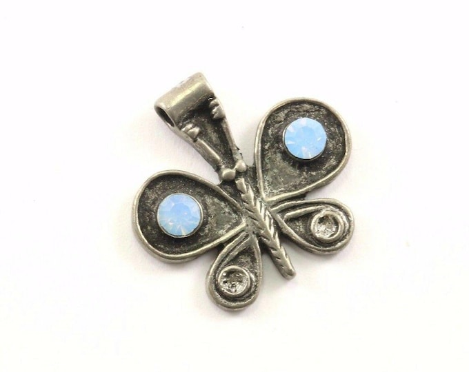Vintage Butterfly Design Crystal Pendant 925 Sterling  Pd 1336