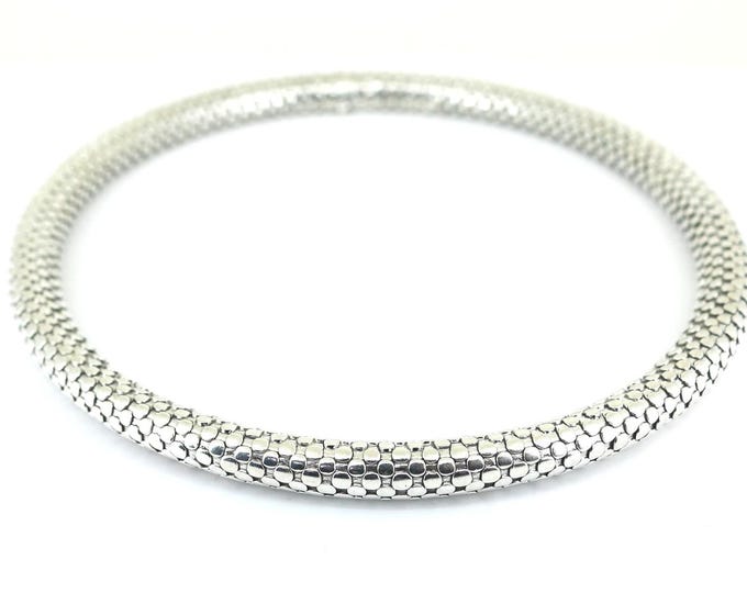Vintage 13 Inch Indonesia Snake Heavy Choker Necklace 925 Sterling Silver NC 84