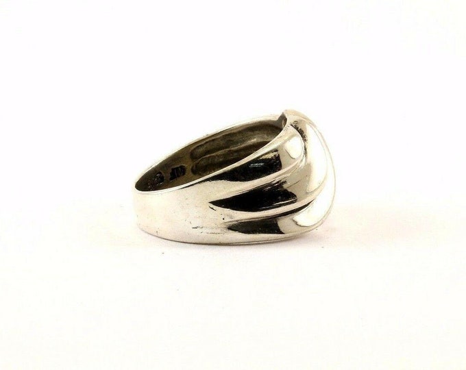 Vintage Waved Design Cocktail Ring 925 Sterling Rg 3544(123757198282)
