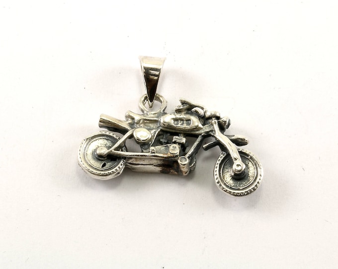 Vintage Motorcycle Pendant 925 Sterling Silver PD 699-E