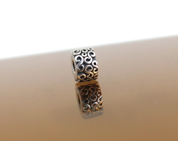 Vintage Pandora S Swirl Charm Block Bead For European Bracelet Sterling Silver CH 10A