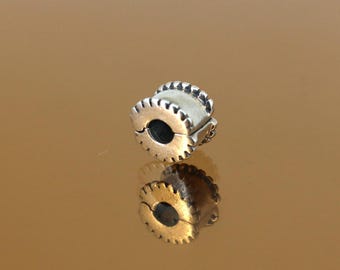 Vintage Pandora Beveled Clip Charm Block Bead For European Bracelet Sterling Silver CH 16A