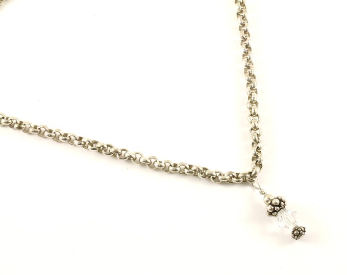 Vintage 15 Inch Crystal Bead Design Necklace 925 Sterling Silver NC 790