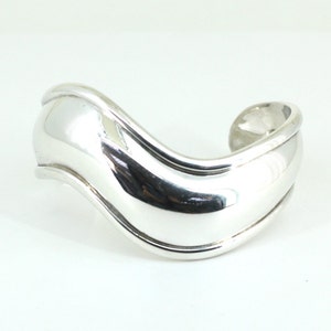 Vintage Mexico Modernist Bone Cuff Bracelet 925 Sterling Silver BR 3913