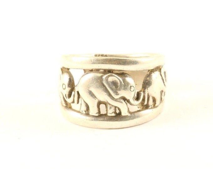 Vintage Silver Elephant Shape Band Design Ring 925 Sterling RG 3941