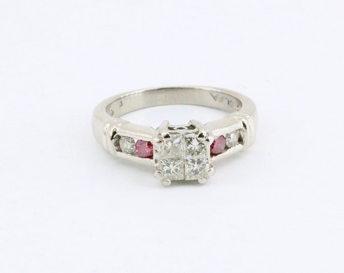 Size 6 Platinum Princess Cut Natural Diamonds Beautiful Engagement Design Ring