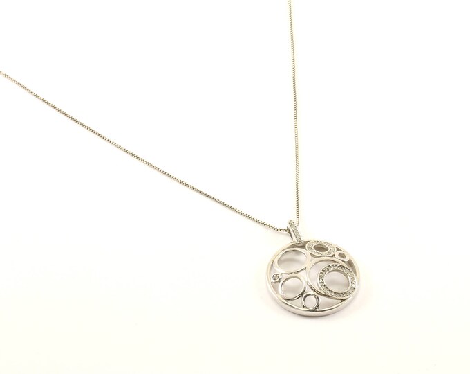 Vintage Natural Diamonds Beautiful Round Circle Design Elegant Necklace 925 Sterling Silver NC 1402