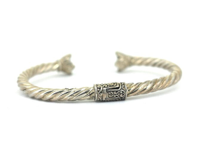 Vintage Indonesian Twisted Burgeon On the Ends Expandable Cuff Bracelet 925 Sterling BR 107