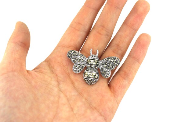 Vintage Luminous Bee Marcasite Pin/brooch 925 Sterling Vintage Luminous Bee Marcasite Pin/brooch 925 Sterling