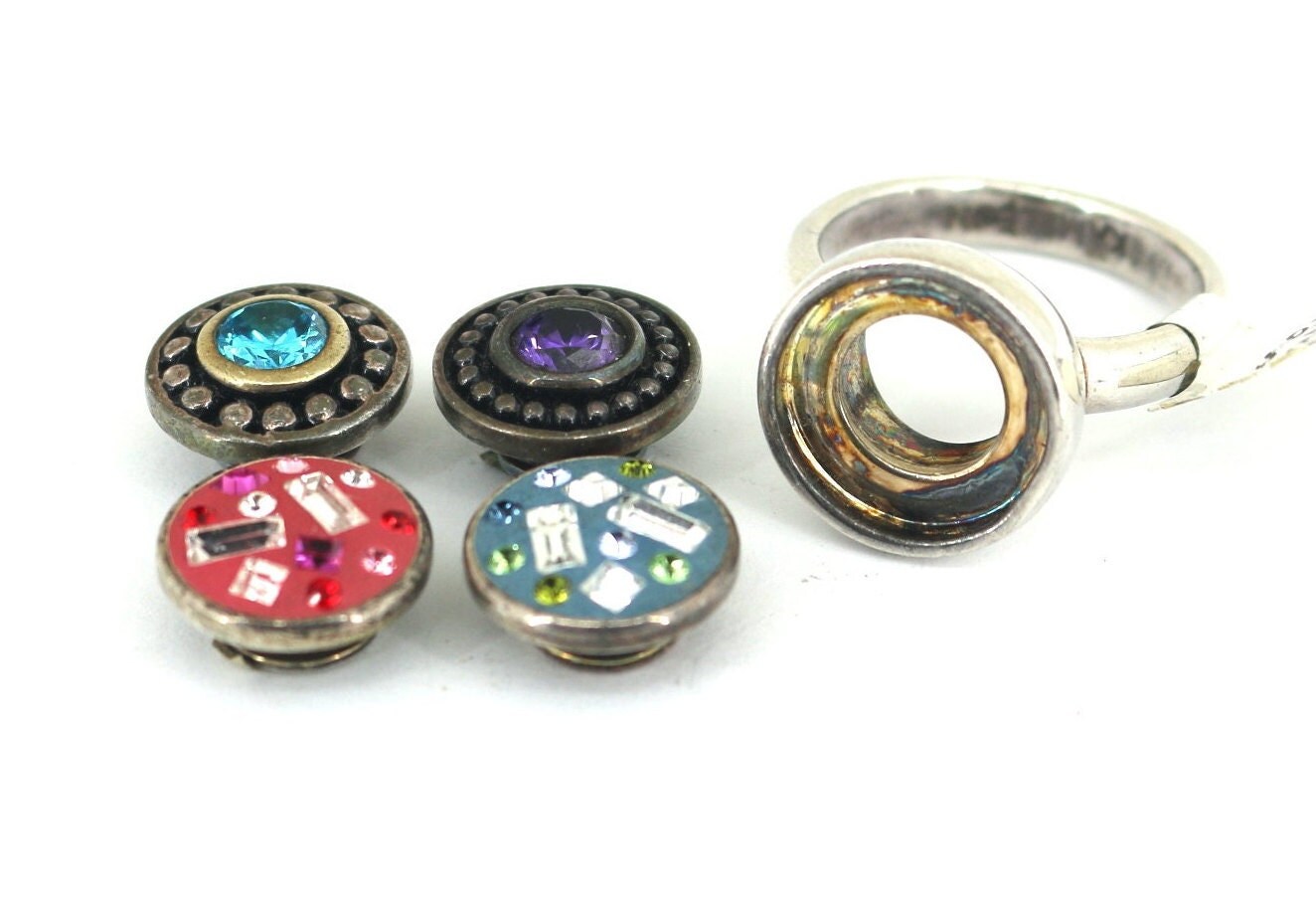 Vintage Size 6 Kameleon Designer Inlaid Multi colored Cz Crystals Cup Shaped Ring 925 Sterling Silver RG 5B Etsy