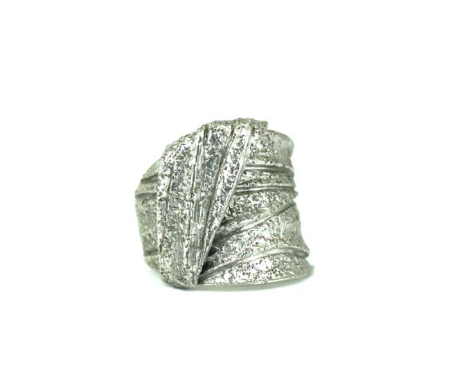 Vintage Size 10 HSN Milano Wide Textured Design Ring 925 Sterling Silver RG 1064