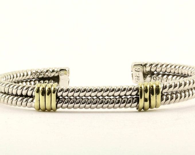 Vintage Two Row Twisted Design Cuff Bracelet 925 Sterling Br 493