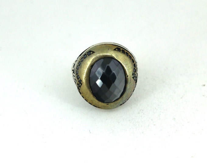 Vintage Size 9 Large CZ Men Ring 925 Sterling Rg 780