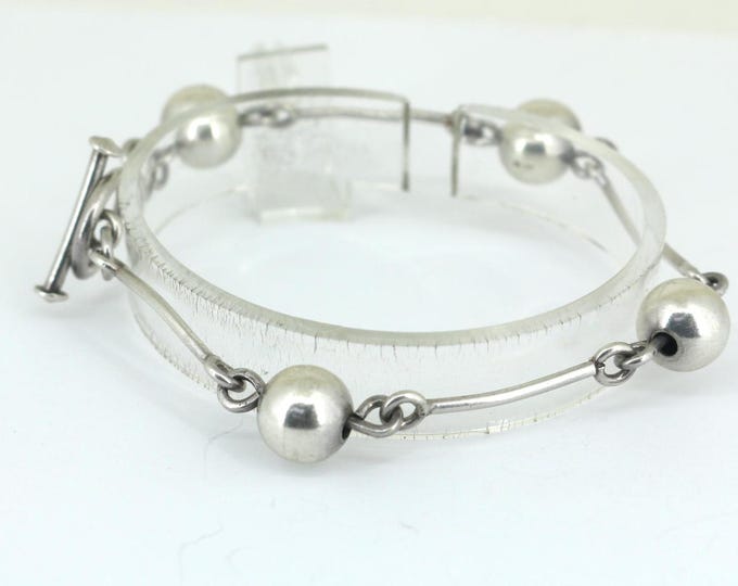 Vintage Minimalistic Beaded  Bracelet 925 Sterling Silver BR 1927