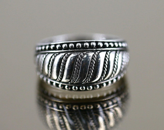 Size 9 Judith Ripka Designer Twisted Rope Design Band Ring 925 Sterling Silver Rg 2503
