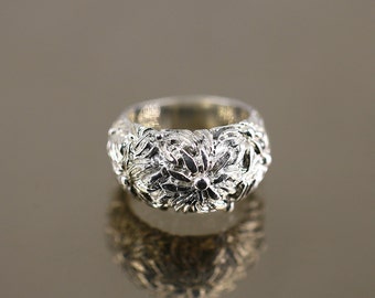 ヴィンテージ サイズ 8 モダニスト ワイド デザイン リング 925