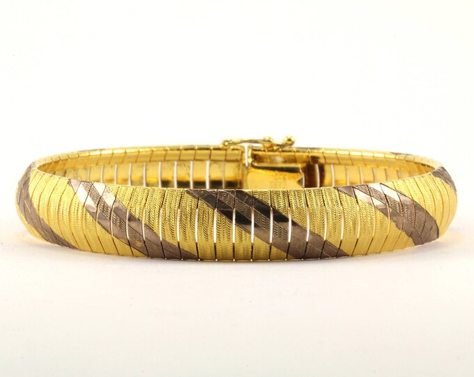 Vintage Flexible Diagonal Design Gold Tone Bracelet 925 Sterling BR 1857