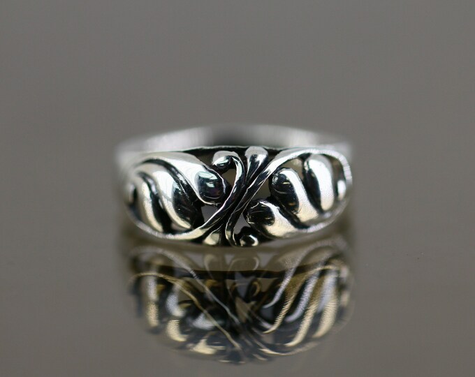 Vintage Size 9  Open Scroll Pattern Design Ring 925 Sterling RG 1918