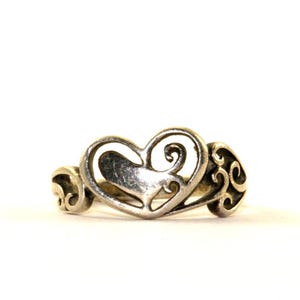 Vintage Size 8 Heart Scroll Design Ring 925 Sterling Silver Rg 218