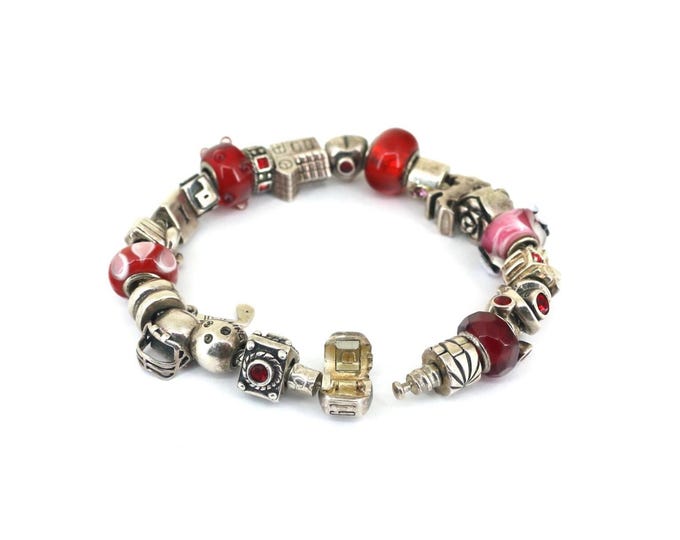 Vintage Biagi Red Mood Charm Bracelet |22 Charms| sterling Silver  Bracelet BR 1868