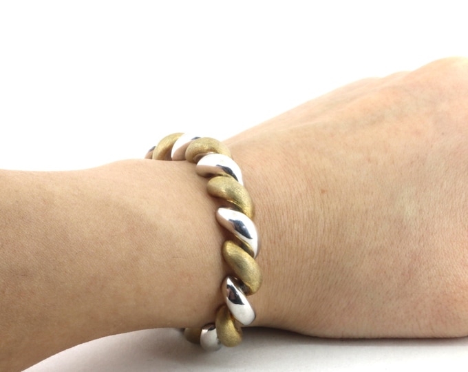 Vintage Two Tone San Marco Design Bracelet | Macaroni Design Bracelet | Sterling Silver 925 Bracelet | BR 2463