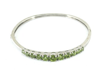 Vintage Chuck Clemency Swiss Green Peridot Design Bangle Bracelet 925 Sterling BR 3895