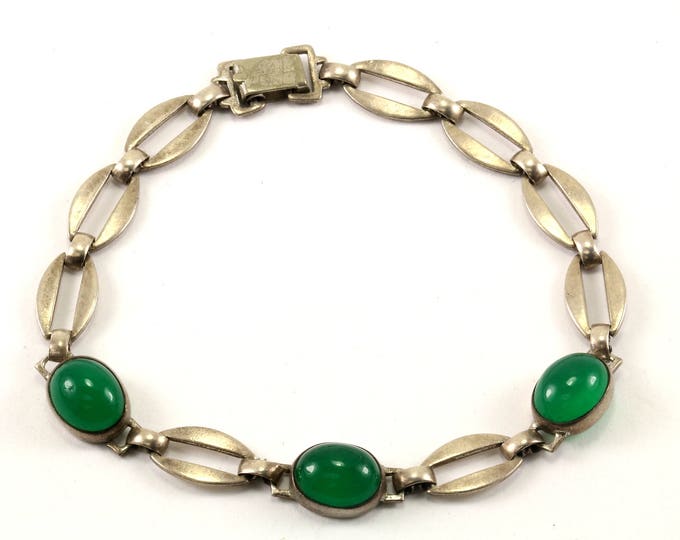 Vintage Beaded Quartz Link Bracelet Sterling Silver BR 2646