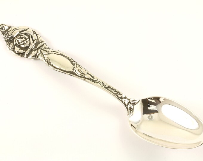 Antique RW & S Wallace Rose Flower Sterling Silver Spoon  FW 111
