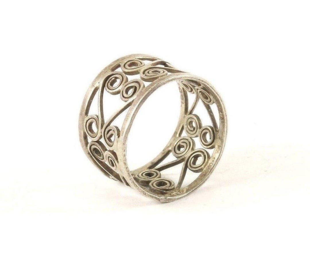Wide Scroll Vintage Silver Wide Scroll Band Design Ring 925 Sterling RG 3919 - Etsy