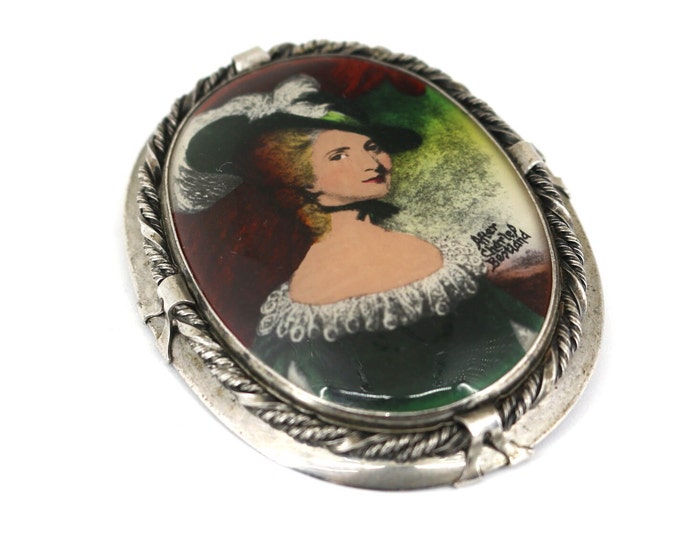 Vintage Art Deco 18th Century Portrait ''After Charles Bestland" 1930s Design Pin/Brooch 925 Sterling BB 2118