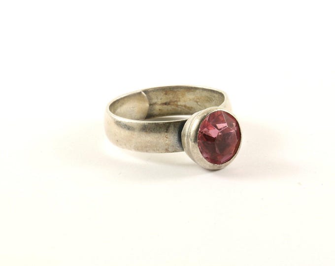 Vintage Pink Crystal CZ Adjustable Design Ring 925 Sterling Silver RG 4213