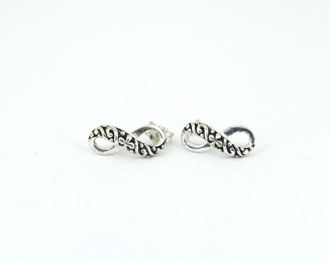 Vintage Unique Geometry Infinity Eternity Sign Design Earrings Sterling Silver 925 ER 1530