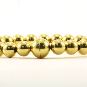 Vintage Italy Beads Beaded Gold Tone Magnetic Lock Bracelet  925 Sterling BR 1777-E