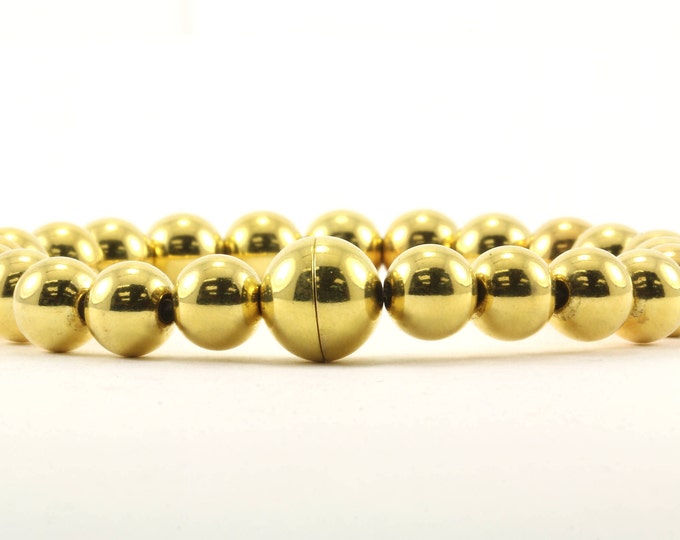 Vintage Italy Beads Beaded Gold Tone Magnetic Lock Bracelet  925 Sterling BR 1777-E